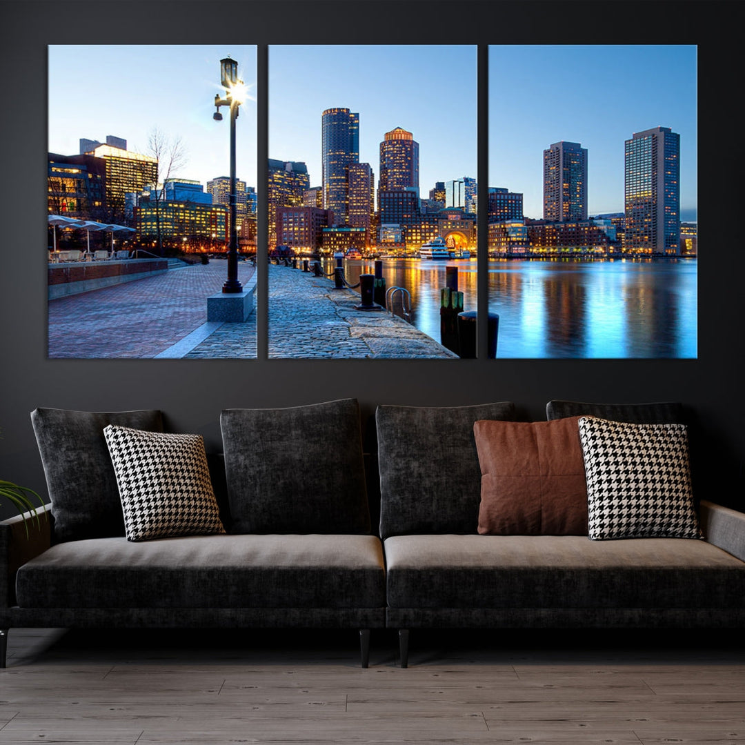 Boston Cityscape Large Wall Art Print Skyline Picture Framed Canvas Decor