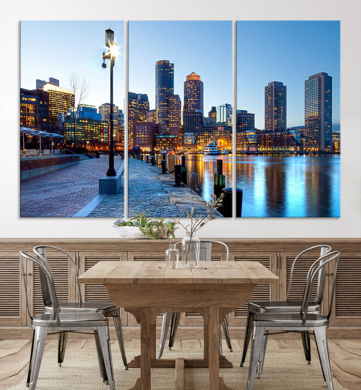 Boston Cityscape Large Wall Art Print Skyline Picture Framed Canvas Decor