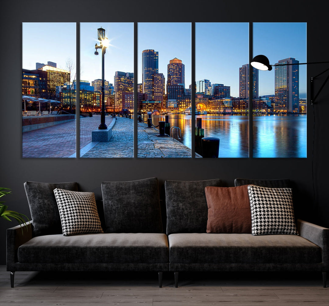 Boston Cityscape Large Wall Art Print Skyline Picture Framed Canvas Decor