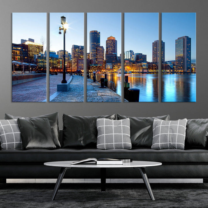 Boston Cityscape Large Wall Art Print Skyline Picture Framed Canvas Decor