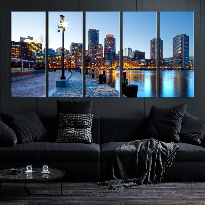 Boston Cityscape Large Wall Art Print Skyline Picture Framed Canvas Decor