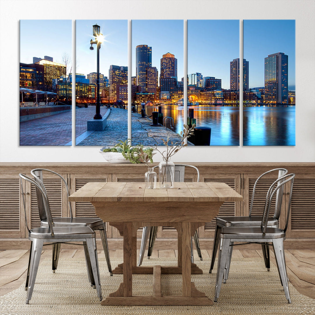 Boston Cityscape Large Wall Art Print Skyline Picture Framed Canvas Decor