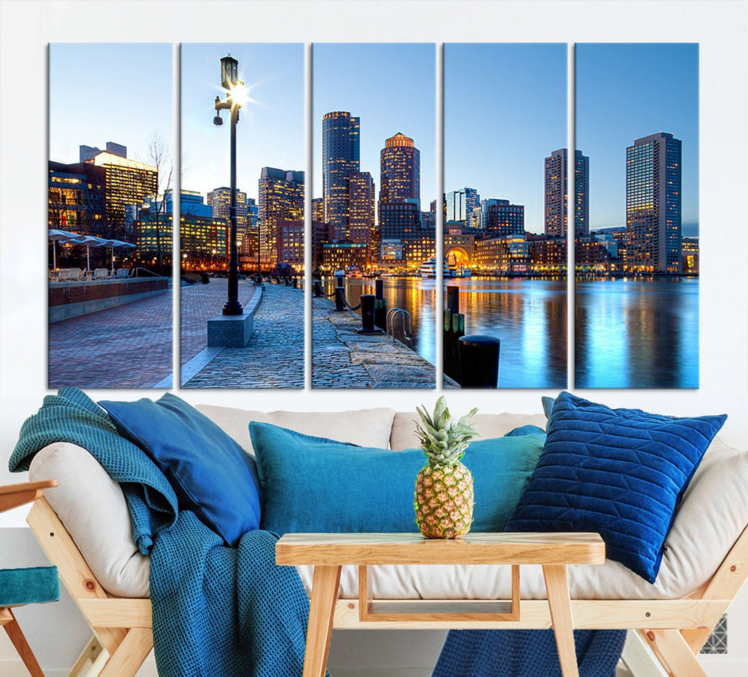 Boston Cityscape Large Wall Art Print Skyline Picture Framed Canvas Decor