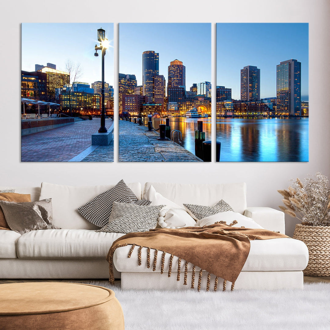 Boston Cityscape Large Wall Art Print Skyline Picture Framed Canvas Decor