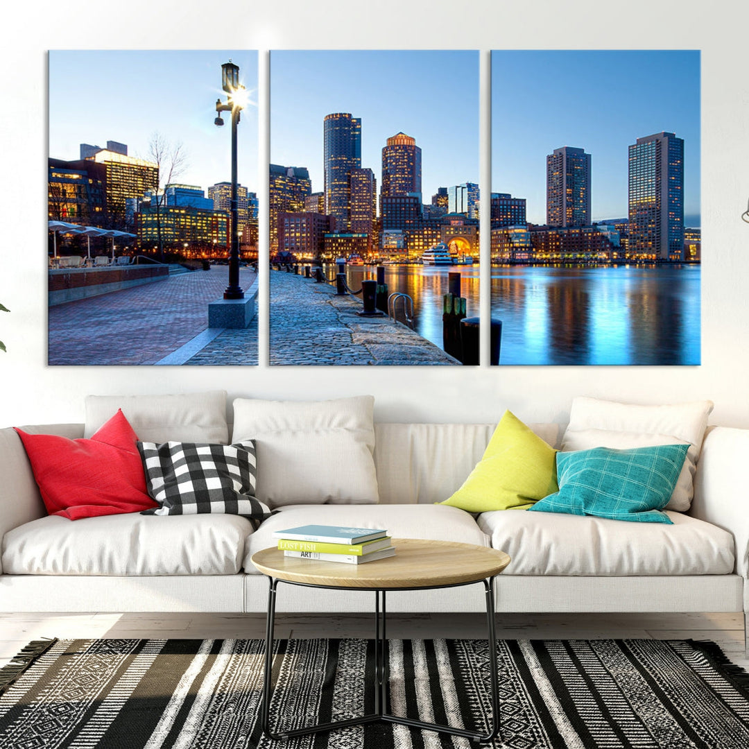 Boston Cityscape Large Wall Art Print Skyline Picture Framed Canvas Decor