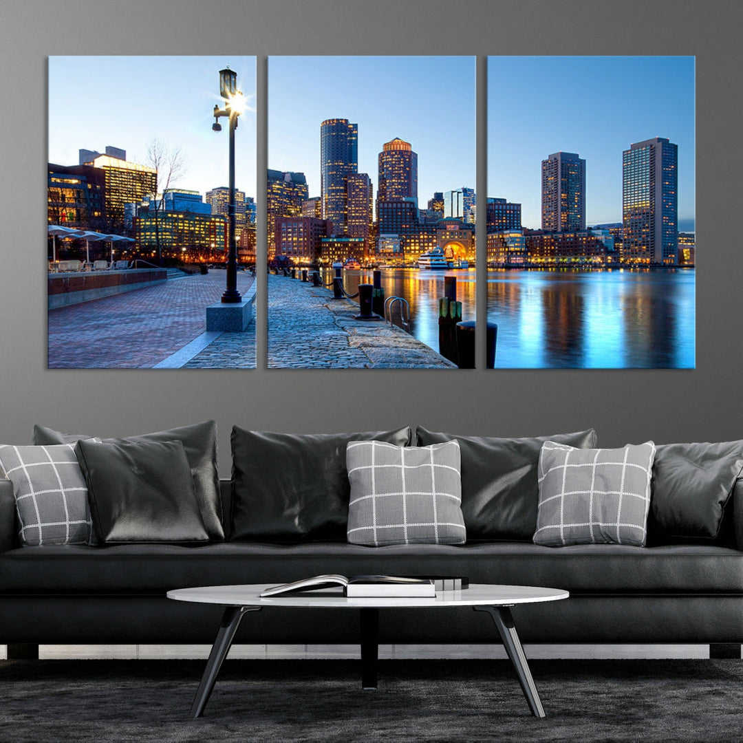 Boston Cityscape Large Wall Art Print Skyline Picture Framed Canvas Decor