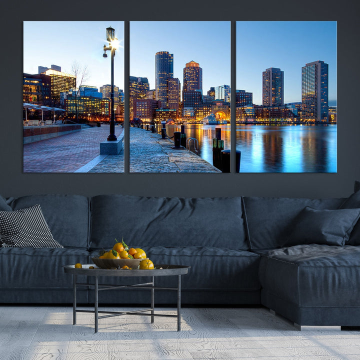 Boston Cityscape Large Wall Art Print Skyline Picture Framed Canvas Decor