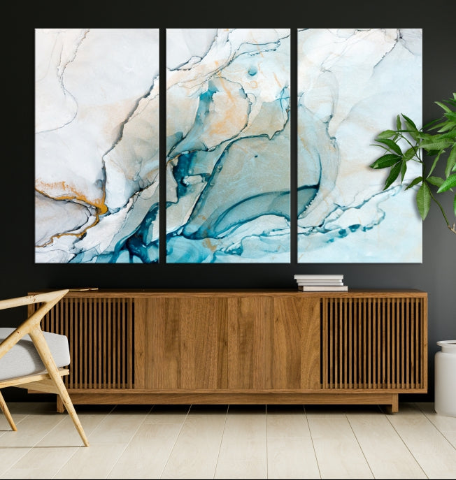 Bring a Modern & Stylish Touch to Your Home Decor with Our Large Abstract Fluid Effect Marble Canvas Wall Art Print