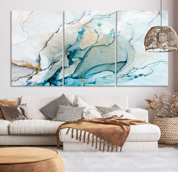 Bring a Modern & Stylish Touch to Your Home Decor with Our Large Abstract Fluid Effect Marble Canvas Wall Art Print