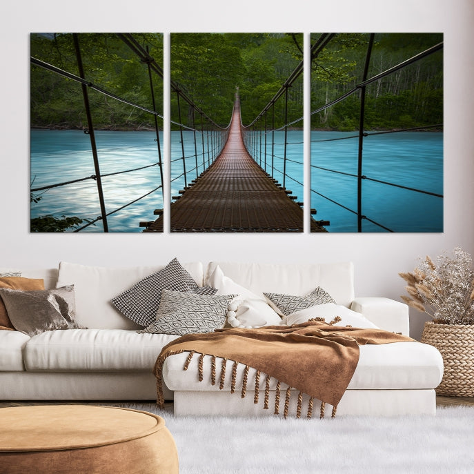 Bring the Beauty of a Forest Landscape with a Wood Bridge to Your Home with Our Nature Wall Art Canvas Print