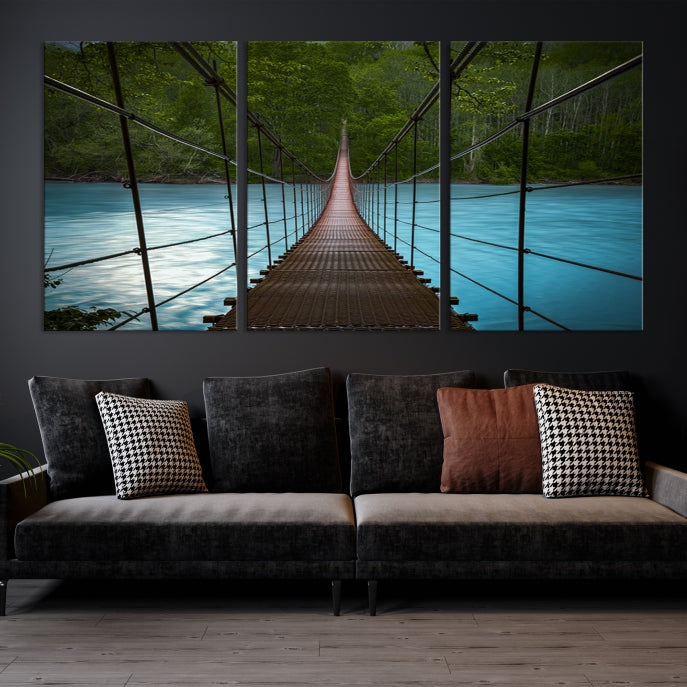 Bring the Beauty of a Forest Landscape with a Wood Bridge to Your Home with Our Nature Wall Art Canvas Print