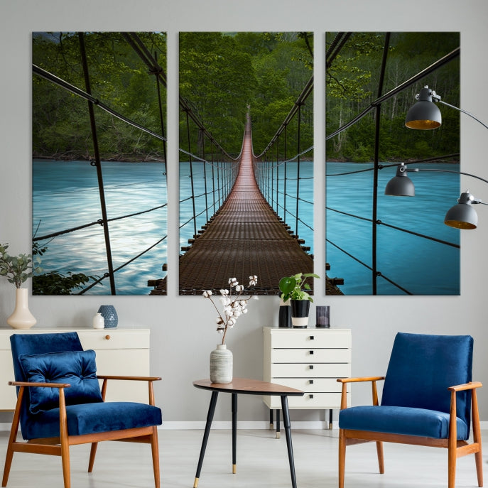 Bring the Beauty of a Forest Landscape with a Wood Bridge to Your Home with Our Nature Wall Art Canvas Print