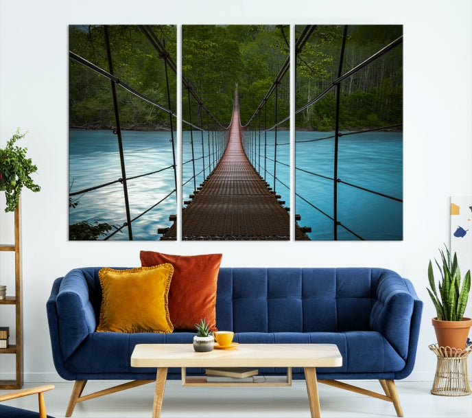 Bring the Beauty of a Forest Landscape with a Wood Bridge to Your Home with Our Nature Wall Art Canvas Print