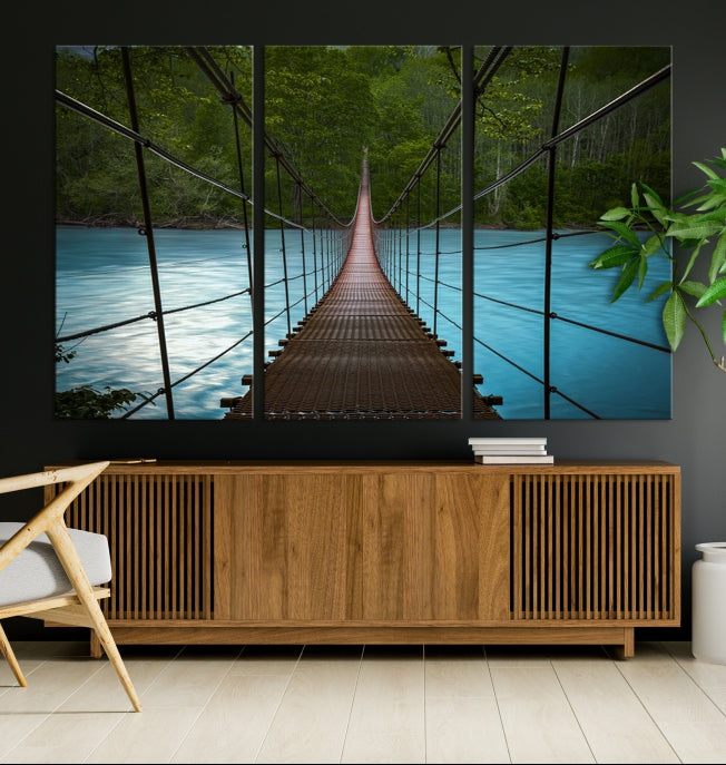 Bring the Beauty of a Forest Landscape with a Wood Bridge to Your Home with Our Nature Wall Art Canvas Print