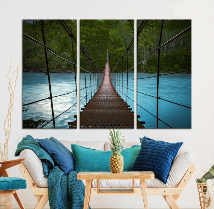 Bring the Beauty of a Forest Landscape with a Wood Bridge to Your Home with Our Nature Wall Art Canvas Print