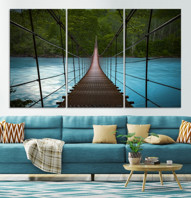 Bring the Beauty of a Forest Landscape with a Wood Bridge to Your Home with Our Nature Wall Art Canvas Print