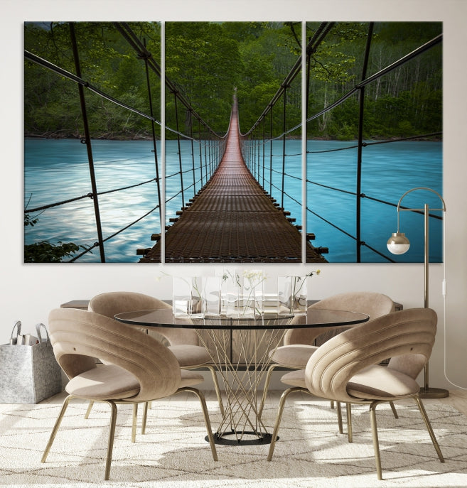 Bring the Beauty of a Forest Landscape with a Wood Bridge to Your Home with Our Nature Wall Art Canvas Print