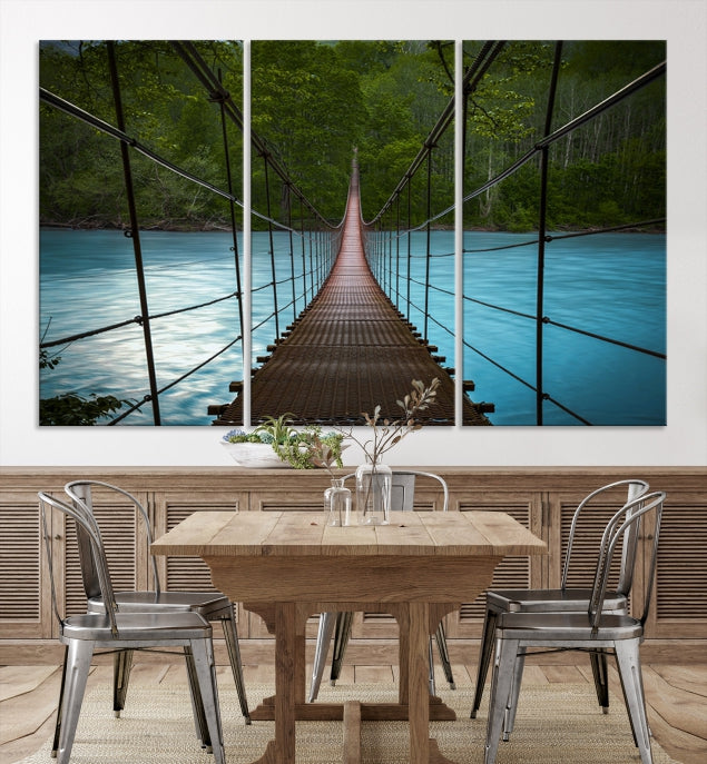 Bring the Beauty of a Forest Landscape with a Wood Bridge to Your Home with Our Nature Wall Art Canvas Print