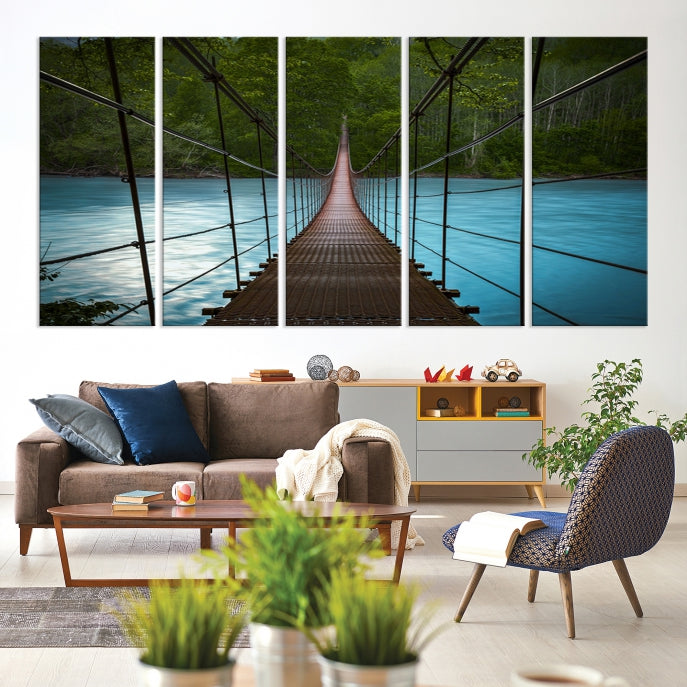 Bring the Beauty of a Forest Landscape with a Wood Bridge to Your Home with Our Nature Wall Art Canvas Print