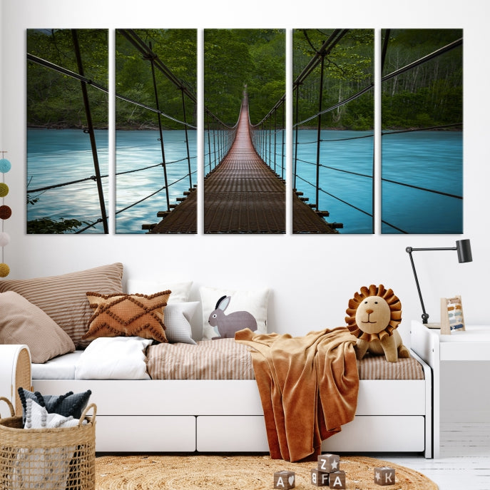 Bring the Beauty of a Forest Landscape with a Wood Bridge to Your Home with Our Nature Wall Art Canvas Print