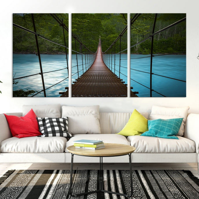 Bring the Beauty of a Forest Landscape with a Wood Bridge to Your Home with Our Nature Wall Art Canvas Print