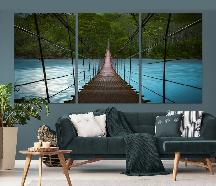 Bring the Beauty of a Forest Landscape with a Wood Bridge to Your Home with Our Nature Wall Art Canvas Print