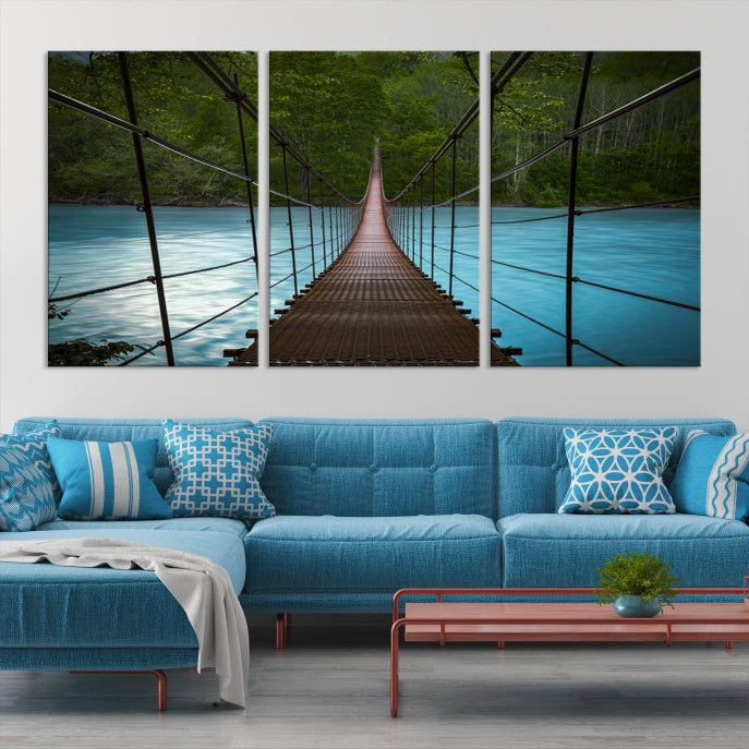 Bring the Beauty of a Forest Landscape with a Wood Bridge to Your Home with Our Nature Wall Art Canvas Print