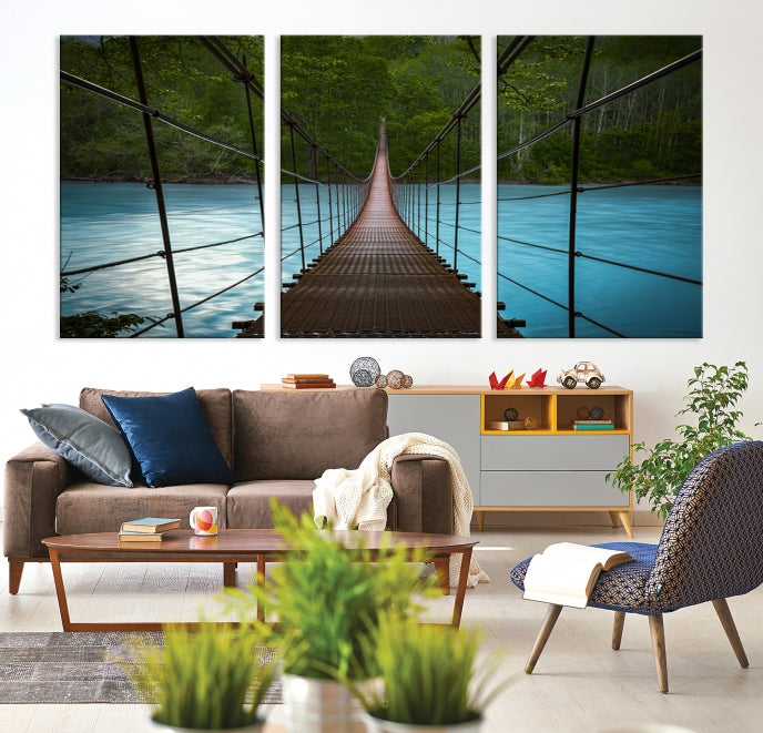 Bring the Beauty of a Forest Landscape with a Wood Bridge to Your Home with Our Nature Wall Art Canvas Print