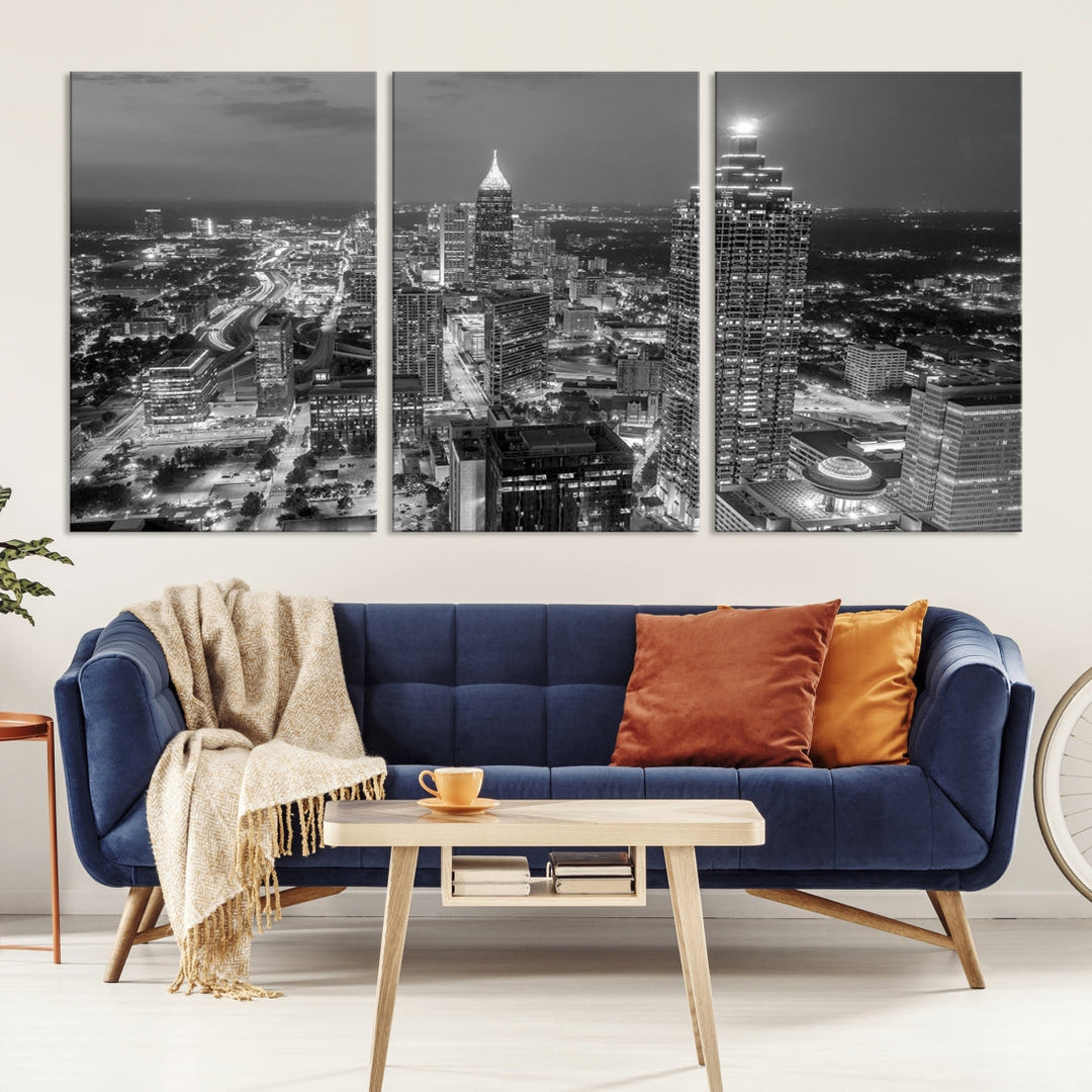 Bring the Beauty of Atlanta to Your Walls with Our Black & White City Skyline Wall Art Canvas Print