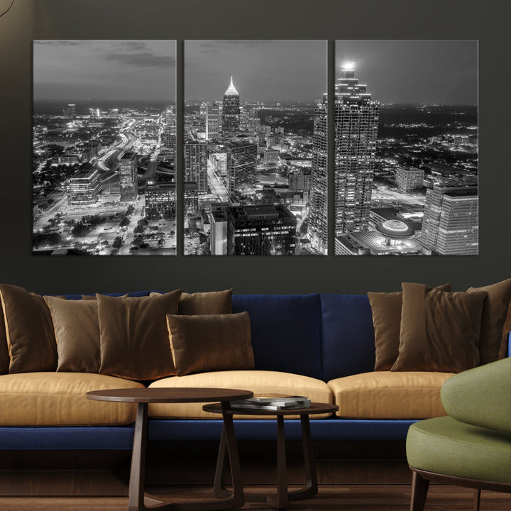 Bring the Beauty of Atlanta to Your Walls with Our Black & White City Skyline Wall Art Canvas Print