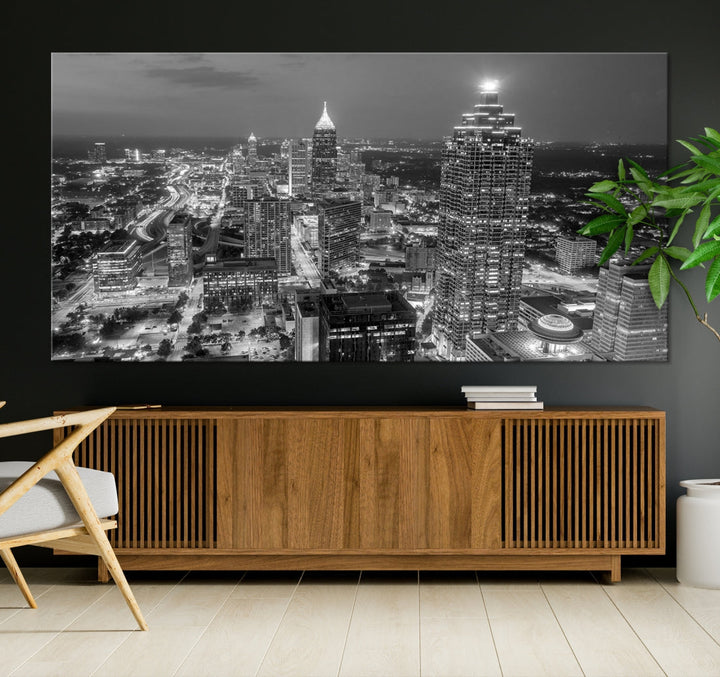 Bring the Beauty of Atlanta to Your Walls with Our Black & White City Skyline Wall Art Canvas Print