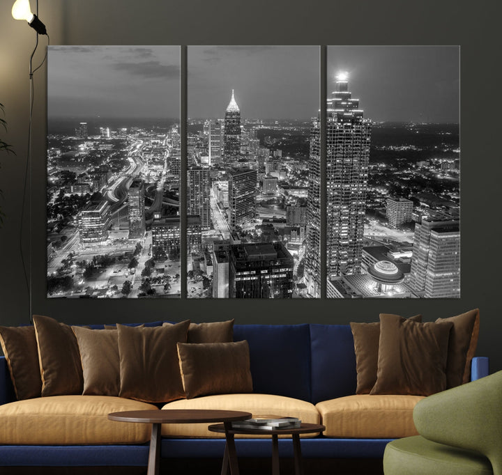 Bring the Beauty of Atlanta to Your Walls with Our Black & White City Skyline Wall Art Canvas Print