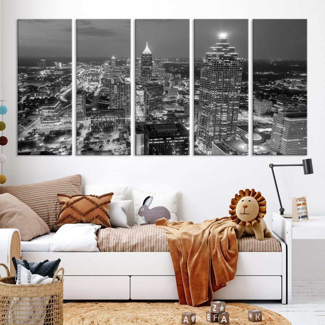 Bring the Beauty of Atlanta to Your Walls with Our Black & White City Skyline Wall Art Canvas Print