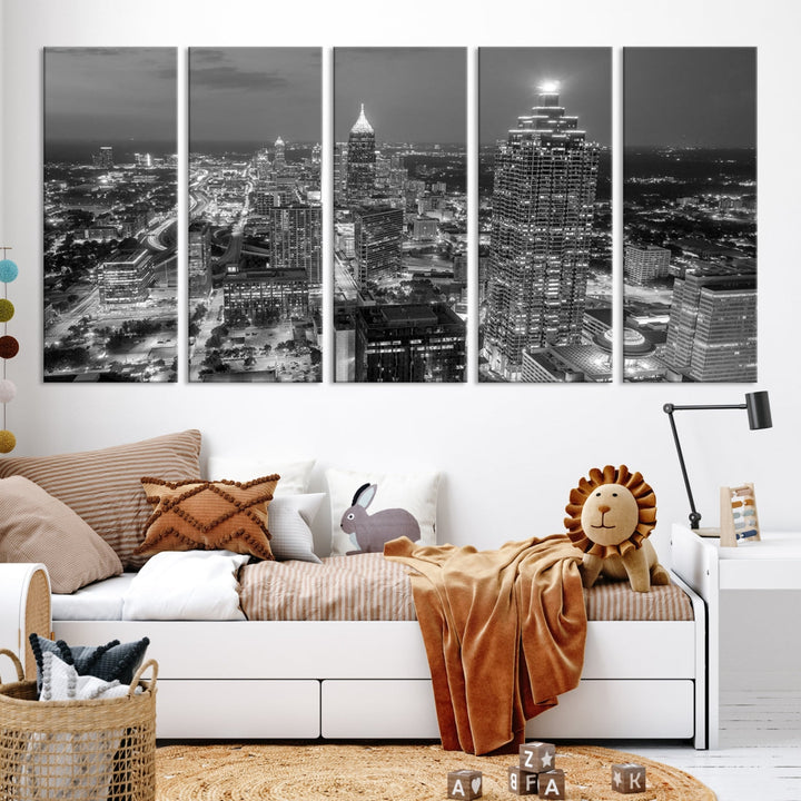 Bring the Beauty of Atlanta to Your Walls with Our Black & White City Skyline Wall Art Canvas Print