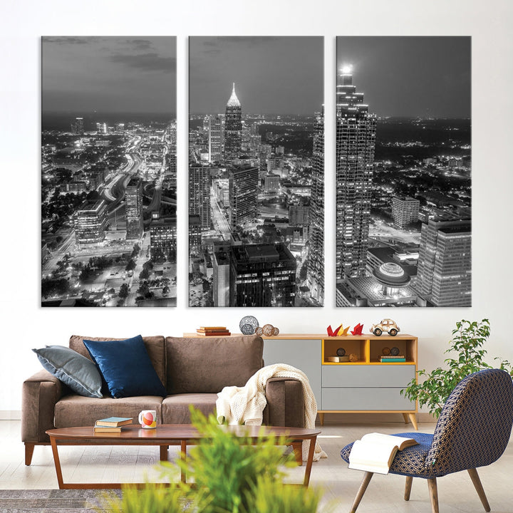 Bring the Beauty of Atlanta to Your Walls with Our Black & White City Skyline Wall Art Canvas Print