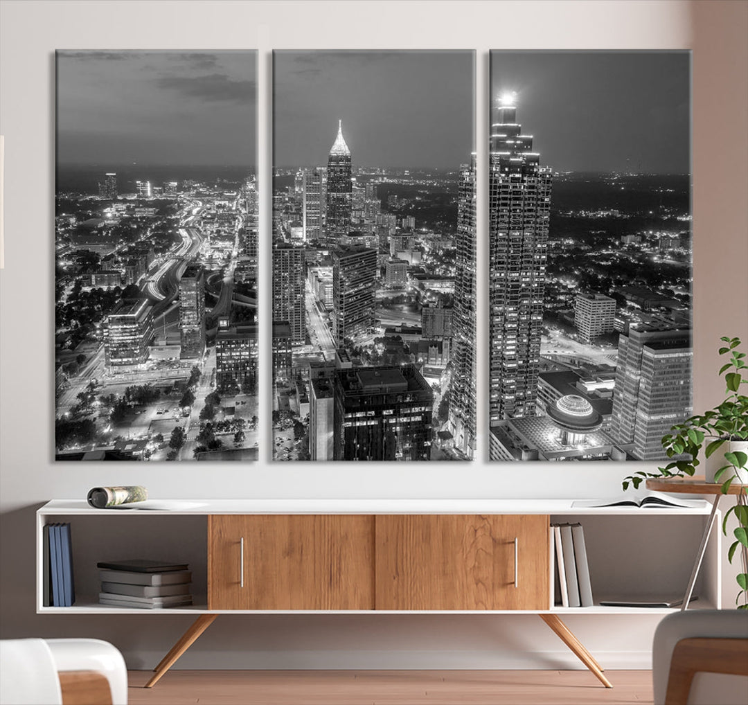 Bring the Beauty of Atlanta to Your Walls with Our Black & White City Skyline Wall Art Canvas Print