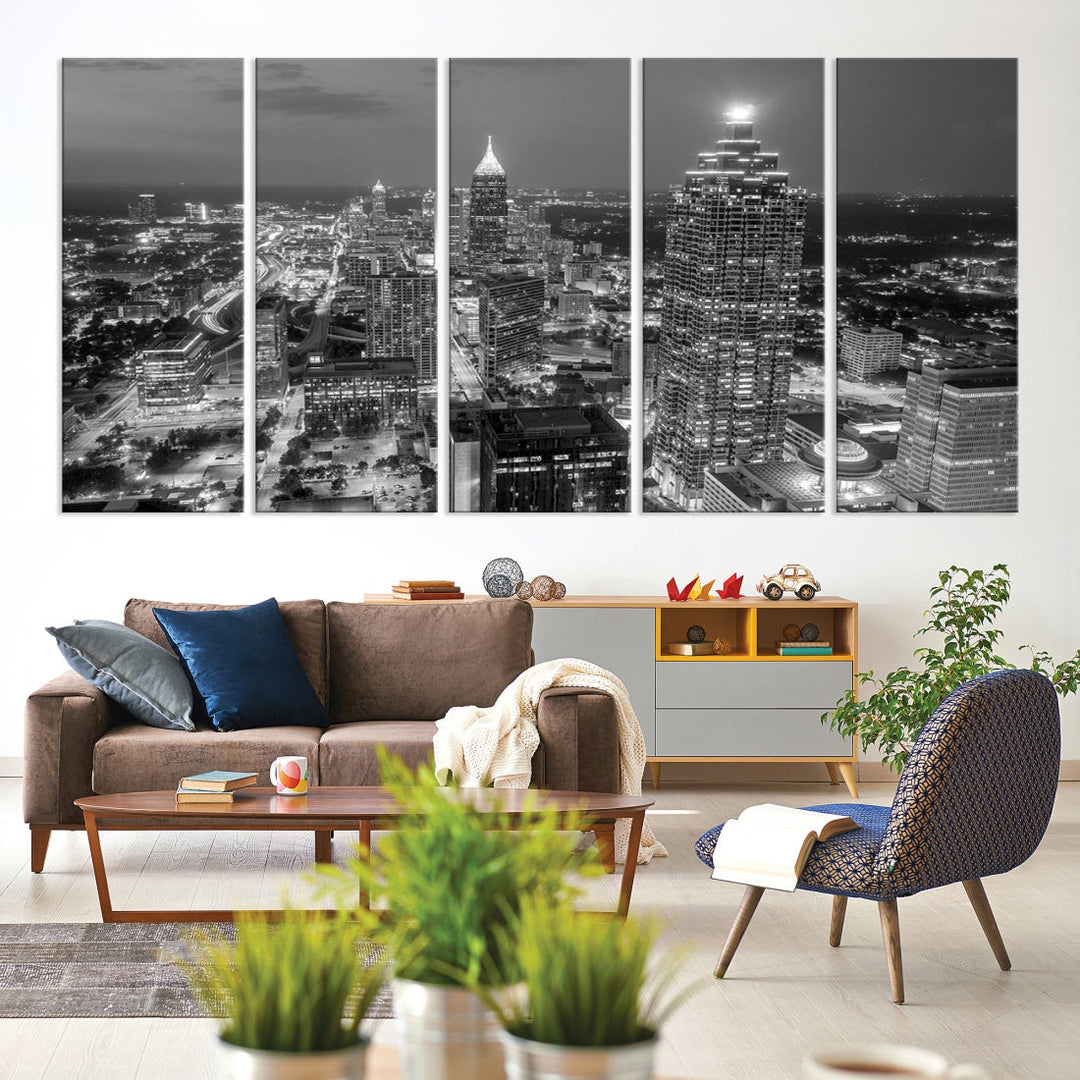 Bring the Beauty of Atlanta to Your Walls with Our Black & White City Skyline Wall Art Canvas Print