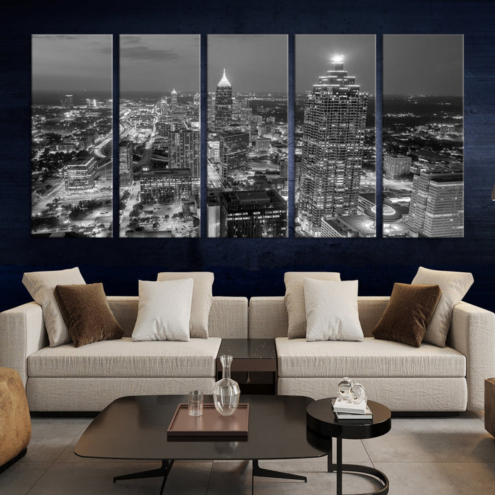 Bring the Beauty of Atlanta to Your Walls with Our Black & White City Skyline Wall Art Canvas Print