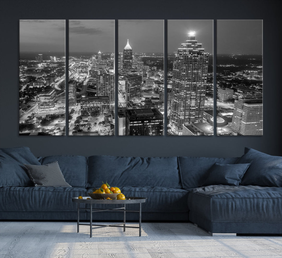 Bring the Beauty of Atlanta to Your Walls with Our Black & White City Skyline Wall Art Canvas Print