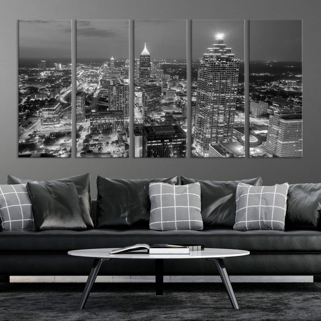 Bring the Beauty of Atlanta to Your Walls with Our Black & White City Skyline Wall Art Canvas Print