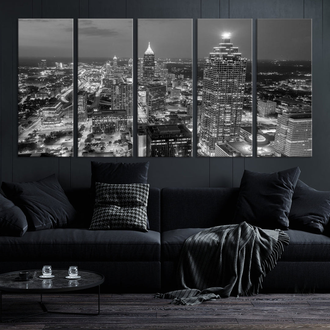 Bring the Beauty of Atlanta to Your Walls with Our Black & White City Skyline Wall Art Canvas Print