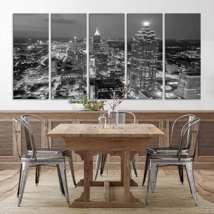 Bring the Beauty of Atlanta to Your Walls with Our Black & White City Skyline Wall Art Canvas Print