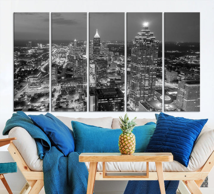 Bring the Beauty of Atlanta to Your Walls with Our Black & White City Skyline Wall Art Canvas Print