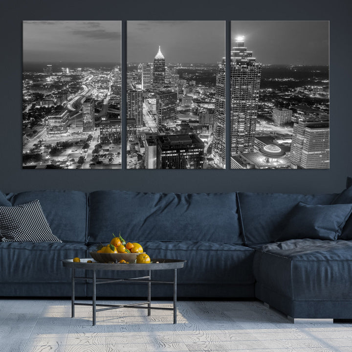 Bring the Beauty of Atlanta to Your Walls with Our Black & White City Skyline Wall Art Canvas Print