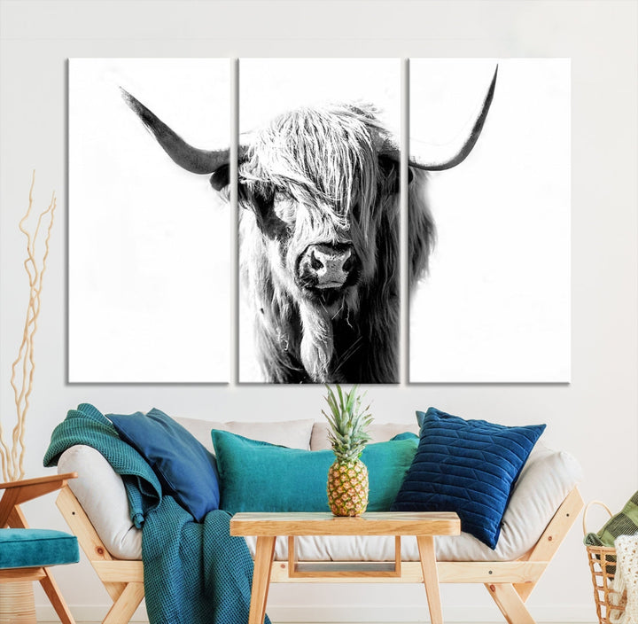 Bring the Charm of a Scottish Highland Cow to Your Farmhouse with Our Wall Art Canvas PrintA Rustic & Cozy Decor