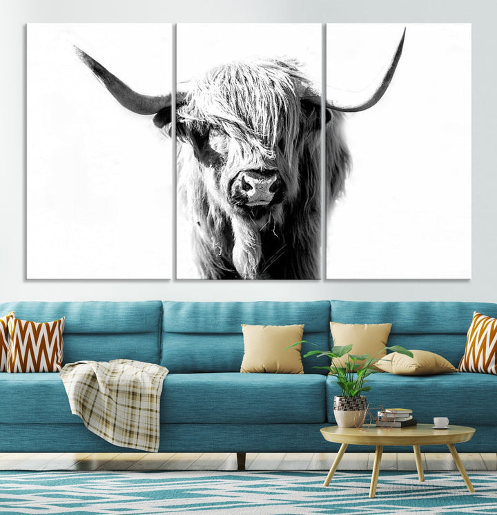 Bring the Charm of a Scottish Highland Cow to Your Farmhouse with Our Wall Art Canvas PrintA Rustic & Cozy Decor