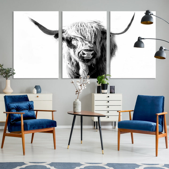 Bring the Charm of a Scottish Highland Cow to Your Farmhouse with Our Wall Art Canvas PrintA Rustic & Cozy Decor