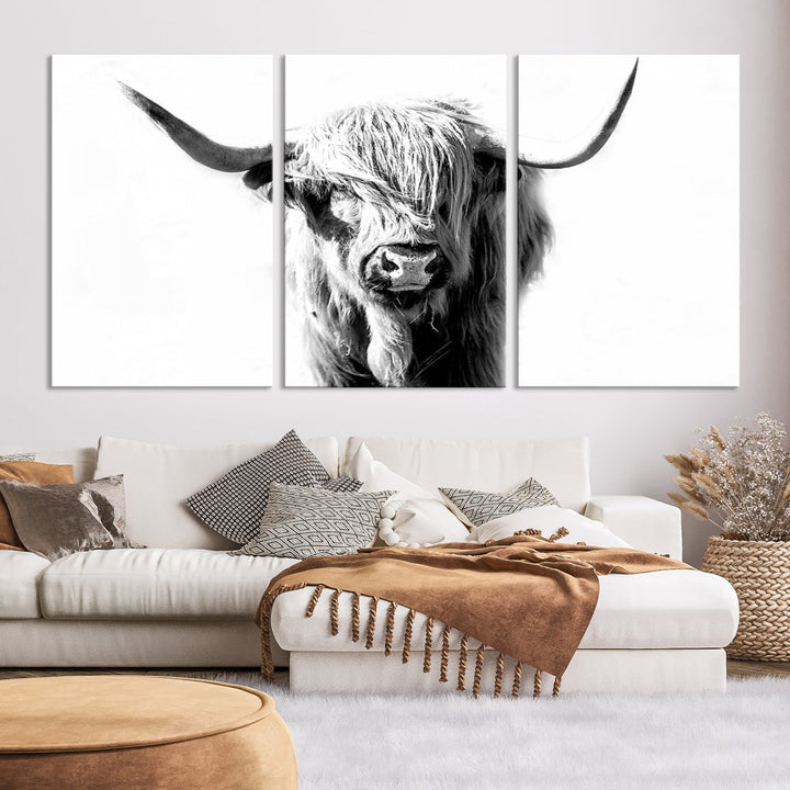 Bring the Charm of a Scottish Highland Cow to Your Farmhouse with Our Wall Art Canvas PrintA Rustic & Cozy Decor