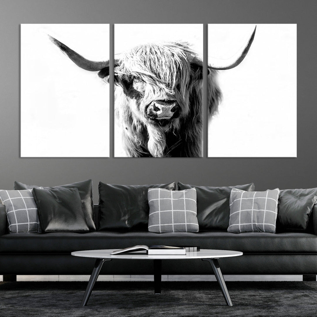 Bring the Charm of a Scottish Highland Cow to Your Farmhouse with Our Wall Art Canvas PrintA Rustic & Cozy Decor