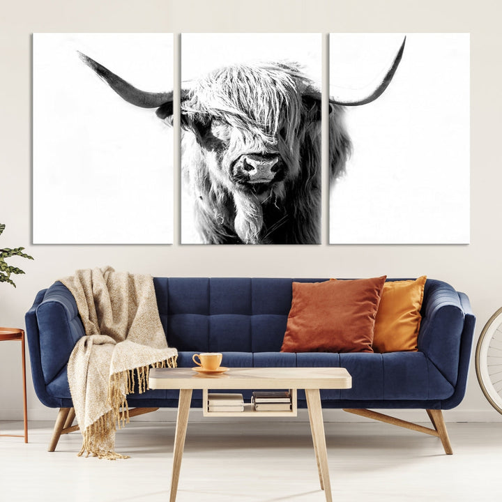 Bring the Charm of a Scottish Highland Cow to Your Farmhouse with Our Wall Art Canvas PrintA Rustic & Cozy Decor